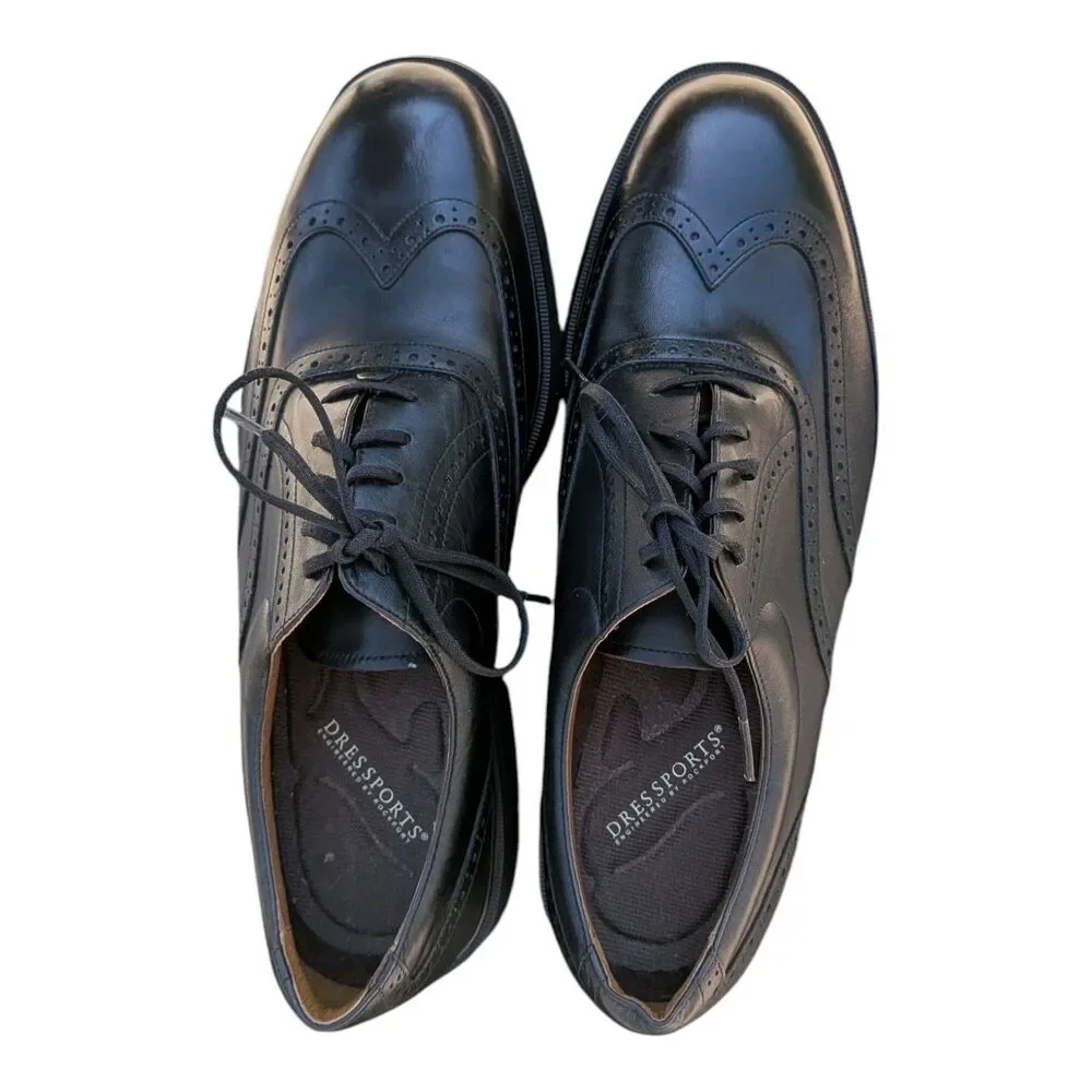 Rockport Men's Leather DresSport Wingtip Shoes Black Lace Up Size 11.5 Oxfords